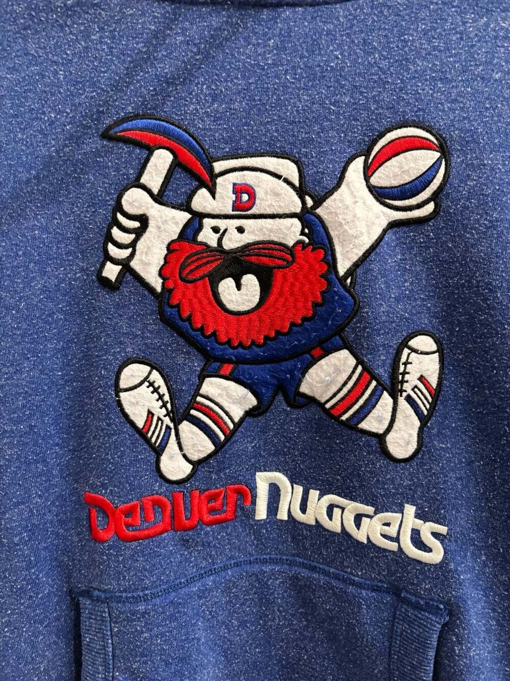 Mitchell & Ness Denver Nuggets Hoodie Size XL Blue Hardwood Classics